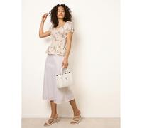 Blue Vanilla Embroidery Peplum Blouse - M - Stone