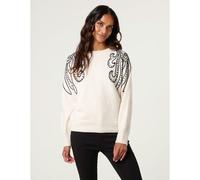 Blue Vanilla Embroidery Shoulder Detailing Jumper - M-L - Ivory