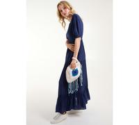 Evil Eye Tassle Bag Blue Vanilla Stone One Size