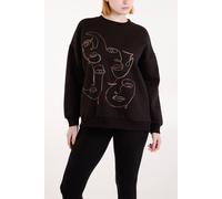 Blue Vanilla Face Stitch Sweatshirt In Black Black L/XL