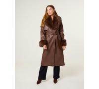 Blue Vanilla Women's Brown Faux Fur Cuff & Collar Coat | Size: Large Blue Vanilla Brown L