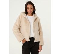 Blue Vanilla Faux Fur Hooded Jacket - UK 10-12 - Beige
