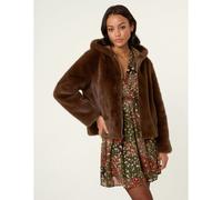 Blue Vanilla Faux Fur Hooded Jacket - UK 14-16 - Brown