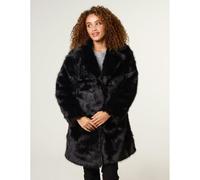 Blue Vanilla Faux Fur Long Coat - S - Black