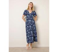 Blue Vanilla Floral Button Through Midi Dress - XL - Blue