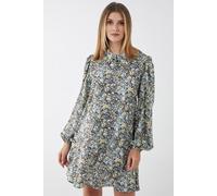 Blue Vanilla Floral Collar Neck Swing Dress In Black Black 8