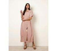 Blue Vanilla Floral Cutwork Embroidery Dress - S - Pink