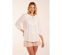 Blue Vanilla Floral Embroidered Bust Top In Ivory Ivory
