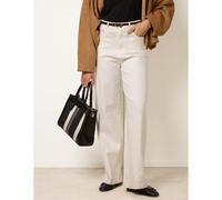 Blue Vanilla Women's White Floral Embroidered Detailed Flared Jeans | Size: Large Blue Vanilla White L