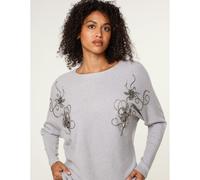 Blue Vanilla Floral Embroidered Long Sleeve Jumper - M-L - Grey