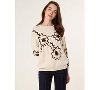 Blue Vanilla Floral Embroidery Detailed Jumper - S-M - Light Brown