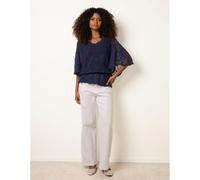 Blue Vanilla Floral Lace Butterfly Sleeve Blouse - S-M - Navy