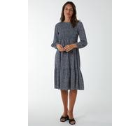 Blue Vanilla Floral Long Sleeve Tiered Dress In Navy Navy 10