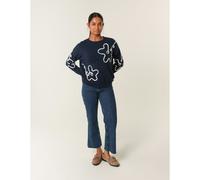 Blue Vanilla Women's Navy Floral Pattern Sweater | Size: Small Blue Vanilla Navy S