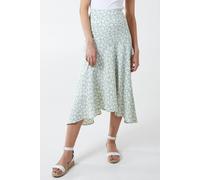 Blue Vanilla Floral Print Asymmetric Midi Skirt In Green Green 12
