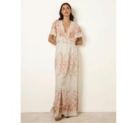 Blue Vanilla Women's Cream & Pink Floral Print Button Front Maxi Dress | Size: Medium Blue Vanilla Cream M