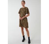 Blue Vanilla Floral Print Crew Neck Dress In Black Black 8