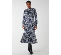Blue Vanilla Floral Print High Neck Dress In Black Black