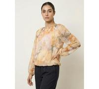 Blue Vanilla Women's Yellow Floral Print Mesh Blouse | Size: S/M Blue Vanilla Yellow S/M