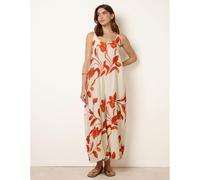 Blue Vanilla Floral Print Wide Leg Jumpsuit - M-L - Orange