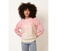 Blue Vanilla Women's Pink Floral Printed Jumper with Disc Sequin Detailing | Size: Medium/Large Blue Vanilla Pink M/L