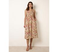 Blue Vanilla Floral Shirred Strappy Midi Dress - S - Multicoloured