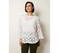 Blue Vanilla Women's Ivory Flower Crochet Long Sleeve Top | Size: Medium/Large Blue Vanilla Ivory M/L