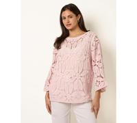 Blue Vanilla Flower Crochet Long Sleeve Top - S-M - Pink