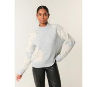 Blue Vanilla Flower Diamante Detailed Knitted Jumper - S-M - Grey