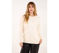Blue Vanilla Flower Diamante Jumper In Cream Cream One Size