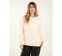 Blue Vanilla Flower Diamante Jumper - One Size - Cream