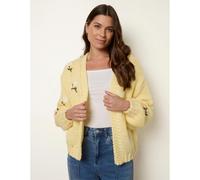 Blue Vanilla Women's Yellow Flower Embroidery Detailed Cardigan | Size: S/M Blue Vanilla Yellow S/M