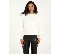 Blue Vanilla Fluffy Contrast Stripe Jumper - M-L - Ivory