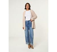Blue Vanilla Fluffy Fleece Open Midi Cardigan - Beige - M-L - Beige