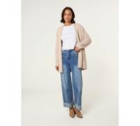 Blue Vanilla Fluffy Fleece Open Midi Cardigan - Beige - S-M - Beige