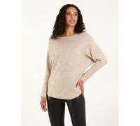 Blue Vanilla Foil Leaf Print Round Neck Jumper - S-M - Beige