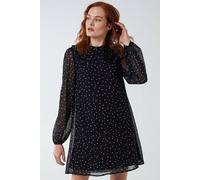 Blue Vanilla Frill Collar Long Sheer Sleeved Swing Dress In Black Black 8
