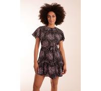 Blue Vanilla Frill Sleeve Belted Mini Dress In Black Black 8