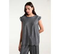 Blue Vanilla Women's Frill Sleeve Metallic Top in Metallic Silver | Size: S/M Blue Vanilla Metallic Silver S/M