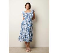 Blue Vanilla Frill Sleeveless Dress With Floral Print - M - Blue