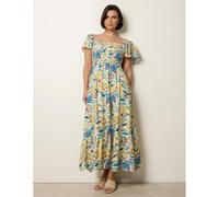 Blue Vanilla Frill Sleeveless Tropical Floral Print Dress - L - Multicoloured
