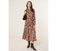 Blue Vanilla Frilled Shirred High Neck Shirred Waist Dress - M-L - Multicoloured