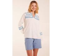 Blue Vanilla Full Sleeve Embroidered Blouse In Ivory Ivory L