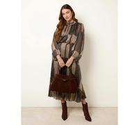 Blue Vanilla Women's Black Geometric High Neck Pleated Dress | Size: Small Blue Vanilla Multicolor S