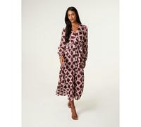 Blue Vanilla Geometric Metallic Wrap Maxi Dress - L - Wine