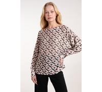 Blue Vanilla Geometric Print Top In Khaki Khaki One Size