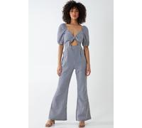 Blue Vanilla Women's Gingham Tie Front Long Sleeved Jumpsuit in Black | Size: 10