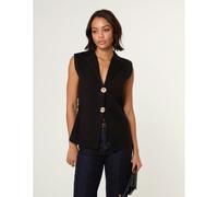 Blue Vanilla Gold Button Front Tailored Vest - UK 18-20 - Black