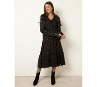 Blue Vanilla Women's Black Gold Foil Midi Dress | Size: 6-8 Blue Vanilla Black 6-8