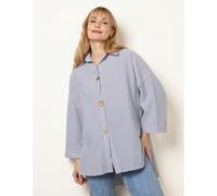 Blue Vanilla Gold Shell Button Front Stripe Shirt - M-L - Denim Blue